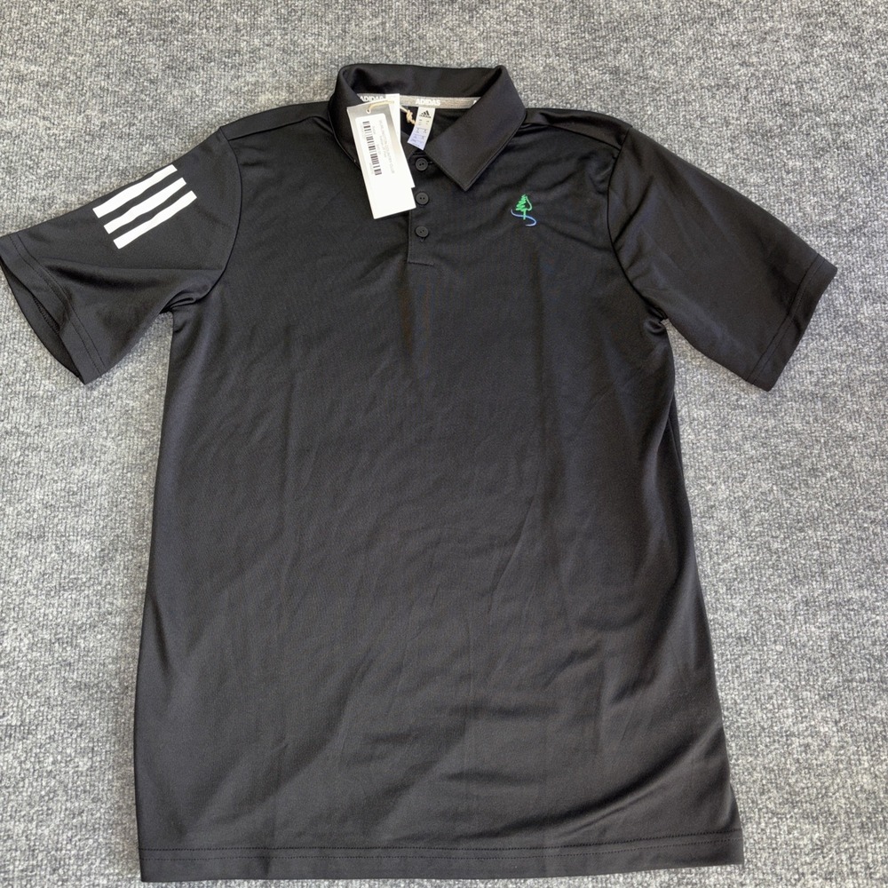 Adidas Junior XL Polo Shirt Black Burlington Country Club Golf Kids Youth New